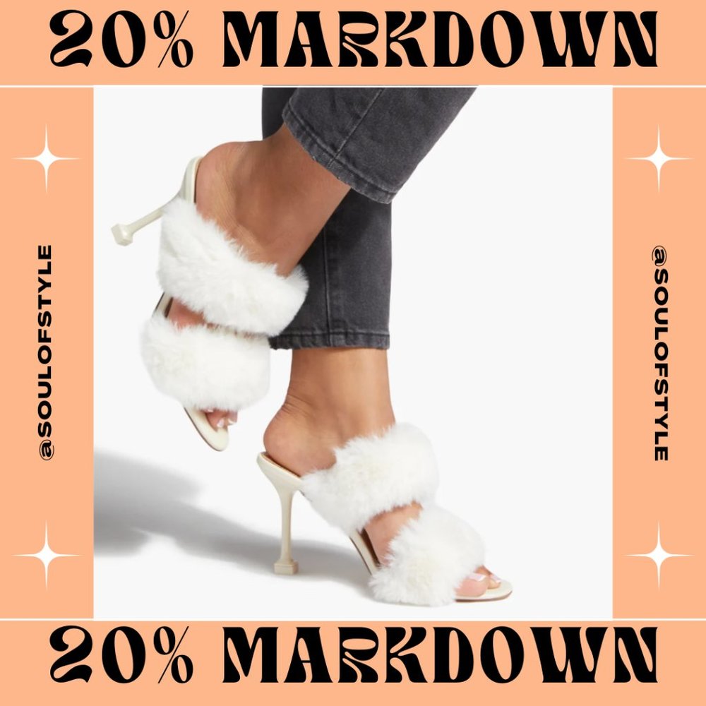 NWT Bridal, Angel, White Furry 2 Strapped Stilettos - Multiples Sizes